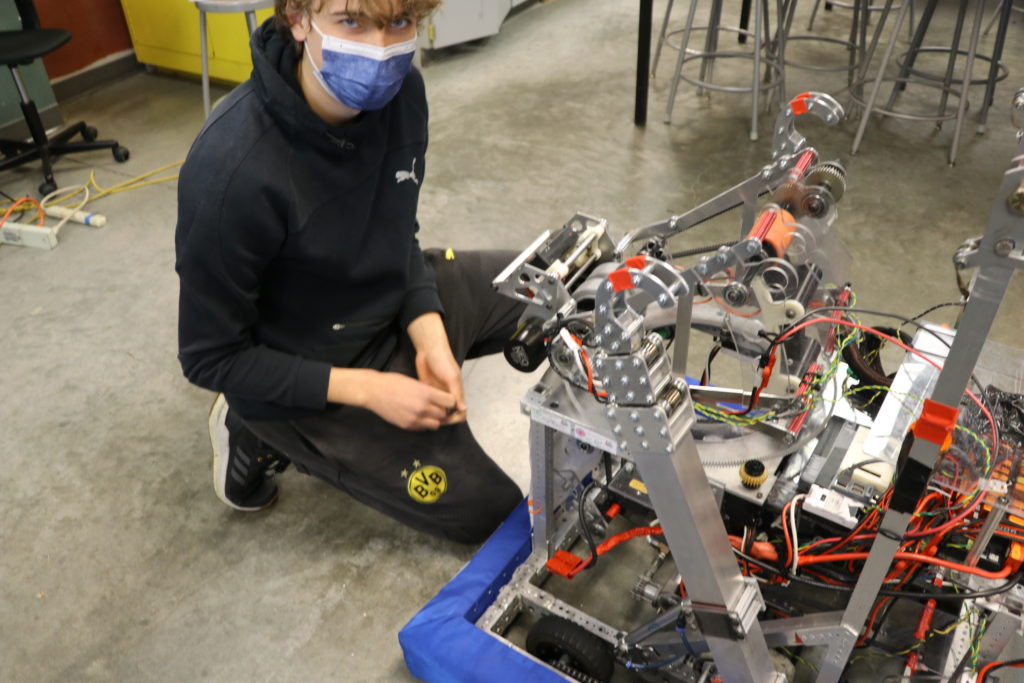 a student working on the robot