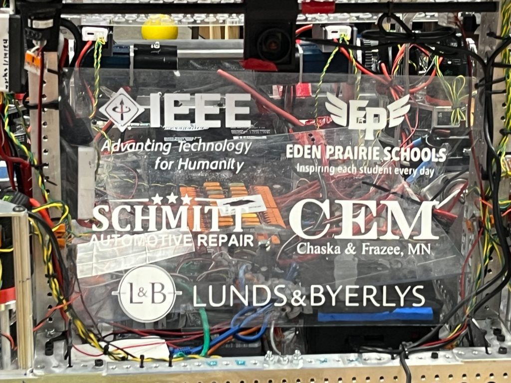 Our sponsors' logos on the robot.
