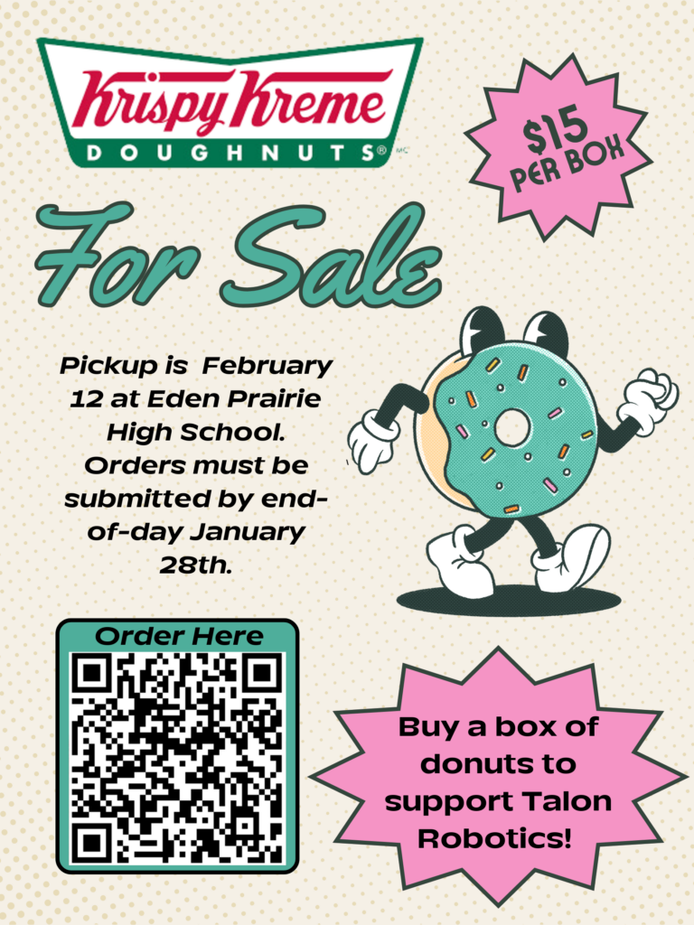 Talon Robotics Krispy Kreme donut fundraiser information and order form (qr code)