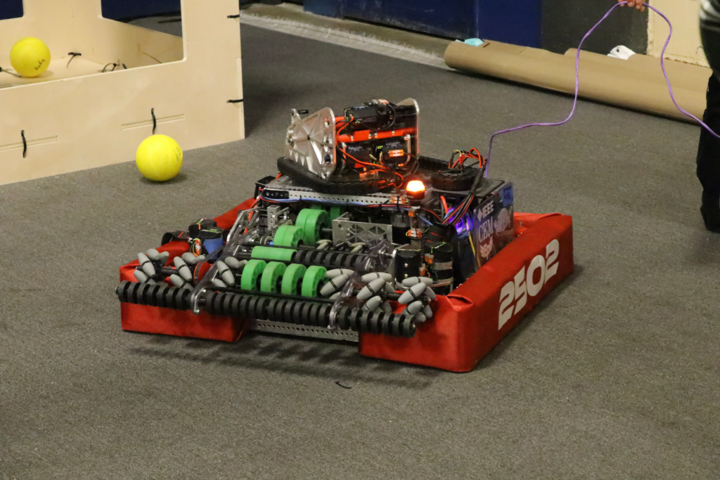 Our robot getting some testing in on the practice field
