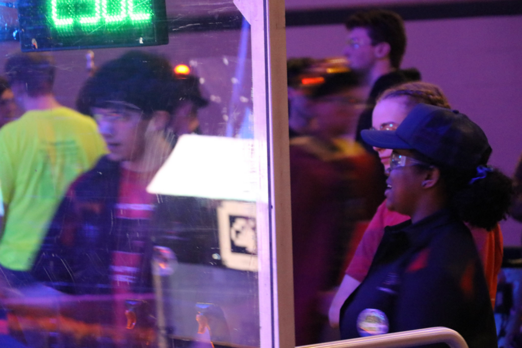 Our drive team getting ready for a match around the drivers station