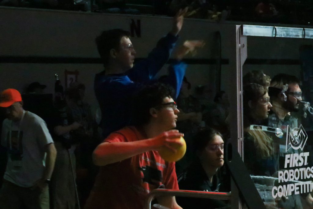 Our human player getting ready to score a ball into the hub