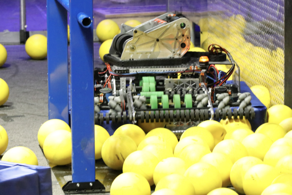 Our robot's intake smashing into a part of the field